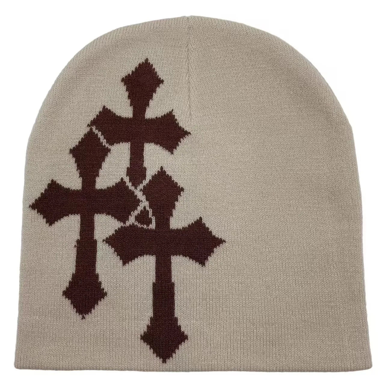 Abstract Graphic Polyester Knit Beanie for Modern Streetwear Casual Winter Everyday Fashion Style