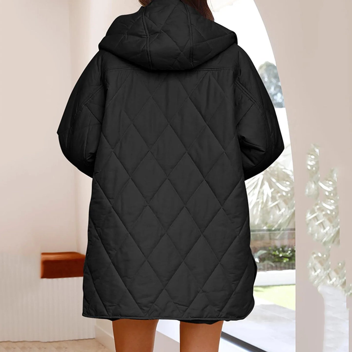 Women's Long Lightweight Padded Coat Relaxed Casual Winter Everyday Layering Jacket