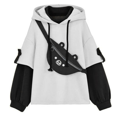 Women's Oversized Color Block Hooded Sweatshirt Relaxed Casual Streetwear Pullover Hoodie
