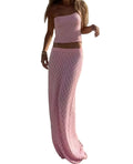 Women's Open Knit Crop Top and Maxi Skirt Co-Ord Set