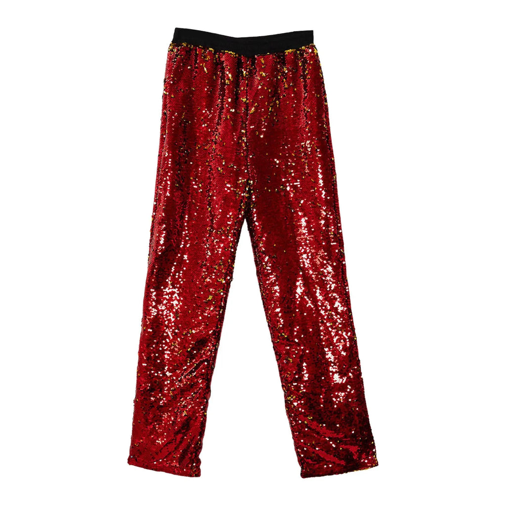 Men's Wide Leg Sequin Trousers with Relaxed Fit and Statement Streetwear Style