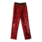 Men's Wide Leg Sequin Trousers with Relaxed Fit and Statement Streetwear Style