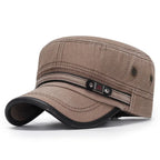 Breathable Cotton Military Cadet Cap with Flat Top Design for Outdoor Casual Streetwear