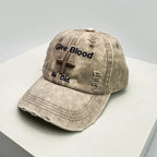 Vintage Washed Embroidered Baseball Cap Adjustable Curved Brim Casual Streetwear Hat
