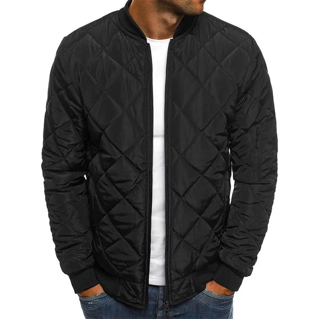 Men's Quilted Bomber Jacket with Lightweight Urban Streetwear Styling