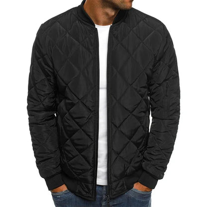 Men's Quilted Bomber Jacket with Lightweight Urban Streetwear Styling