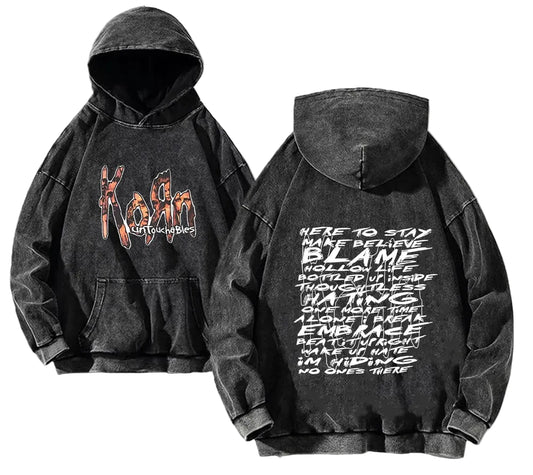 Vintage Anime Goth Script Hoodie With Oversized Streetwear Design