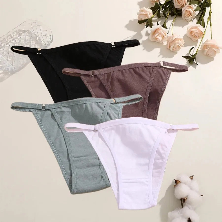 4-Piece Women’s Low-Rise Bikini Briefs Set with Soft Solid Colors, Minimal Silhouette and Everyday Lingerie Styling