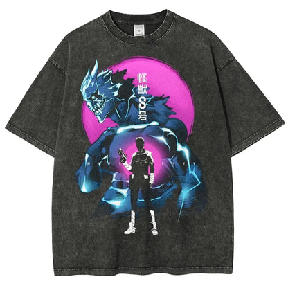 Anime Cyber Streetwear Oversized Graphic Tee with Manga-Inspired Character Artwork