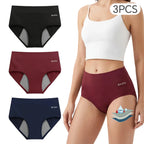 Three-Piece High-Waisted Menstrual Brief Set in Deep Jewel Tones