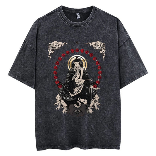 Anime Goth Vintage Wash Oversized Graphic Fashion Tee
