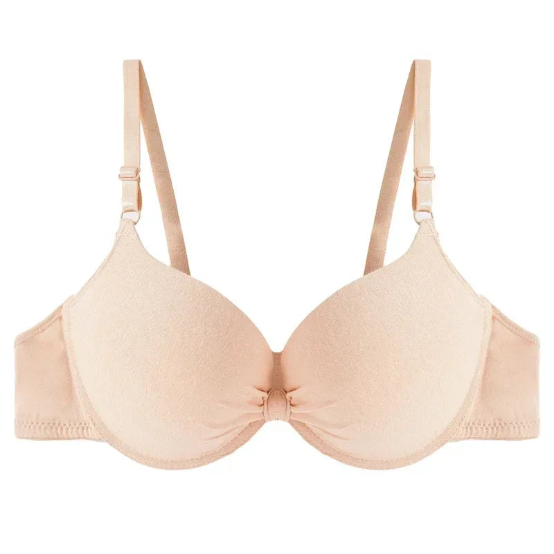 Cotton Deep-V Push-Up Bra with Gathered Cup Detail, Adjustable Straps and Classic Everyday Silhouette