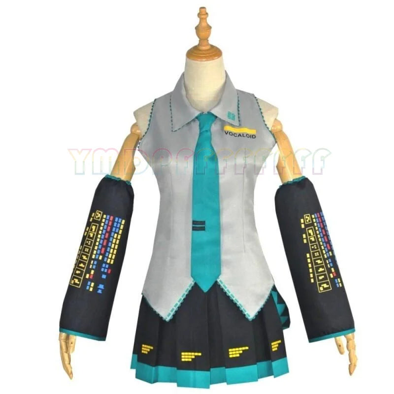 Women's Idol-Inspired Costume Set with Sleeveless Dress, Twin-Tail Wig and Matching Accessories