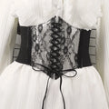 Sheer Lace Corset Belt with Lace-Up Front and Structured Waist Design