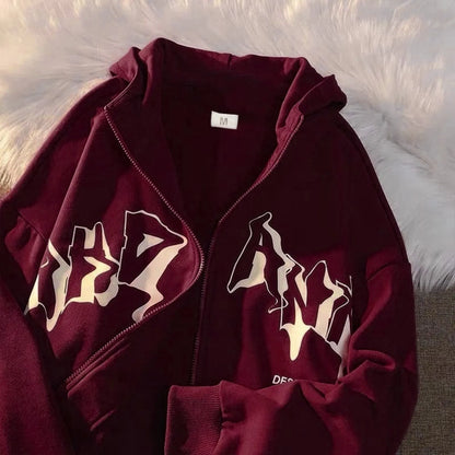 Phantom Script Anime Oversized Fleece Streetwear Zip Hoodie