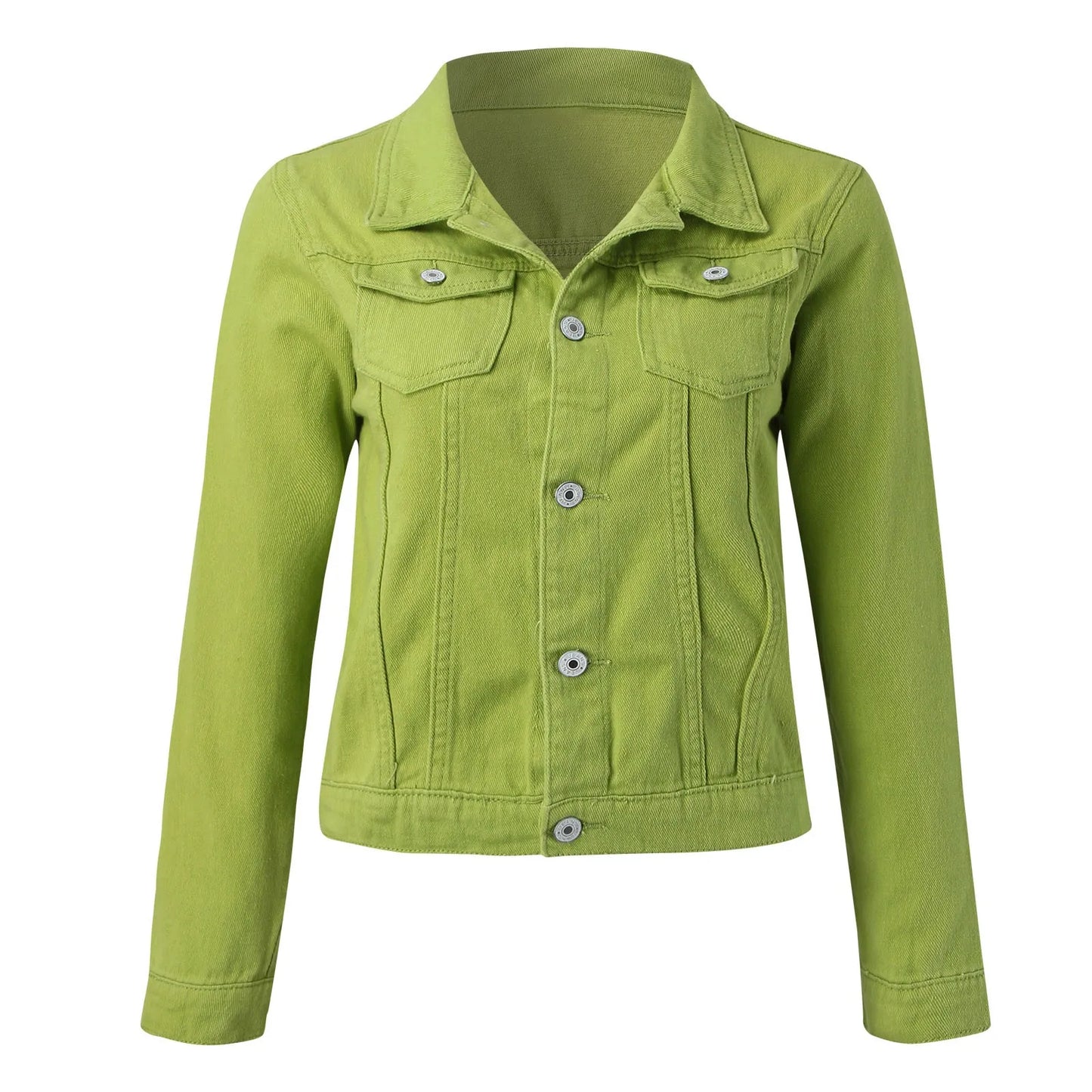 Slim Fit Denim Style Jacket with Classic Button Front Casual Outerwear