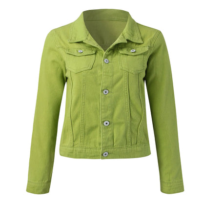 Slim Fit Denim Style Jacket with Classic Button Front Casual Outerwear