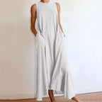Oversized Sleeveless Maxi Dress with Pockets and Relaxed T-Shirt Silhouette