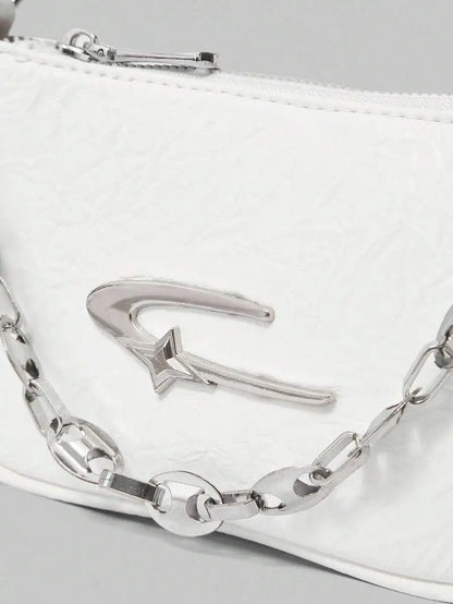Mini Crescent Camera Shoulder Bag with Chain Strap Contemporary Street Style