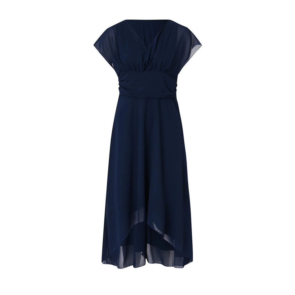 Flowing Chiffon Wrap Style Alternative Midi Dress