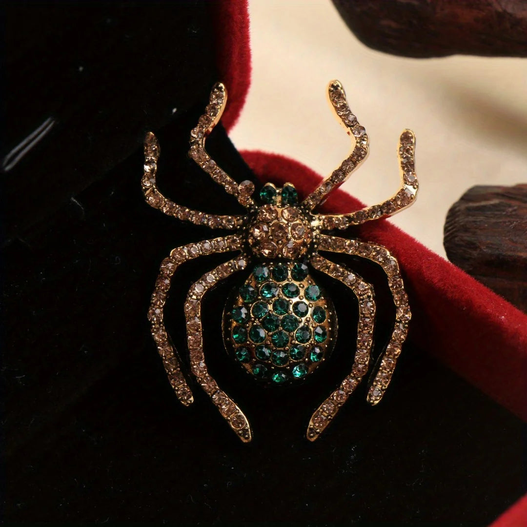 Baroque Gothic Spider Brooch Pin with Intricate Statement Insect Design Accent
