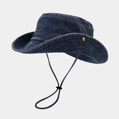 Unisex Wide Brim Outdoor Sun Hat with Breathable Mesh Panels for Hiking and Travel