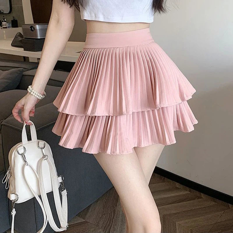 Tiered Ruffle Mini Skirt with Elastic Waist Balletcore Streetwear Silhouette
