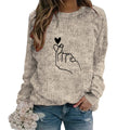 Women's Minimalist Embroidered Graphic Crew Neck Relaxed Knit Streetwear Sweater
