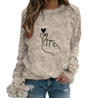 Women's Minimalist Embroidered Graphic Crew Neck Relaxed Knit Streetwear Sweater