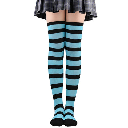 Striped Over-the-Knee Socks with Stretch Knit Design for Everyday Streetwear and Y2K Styling