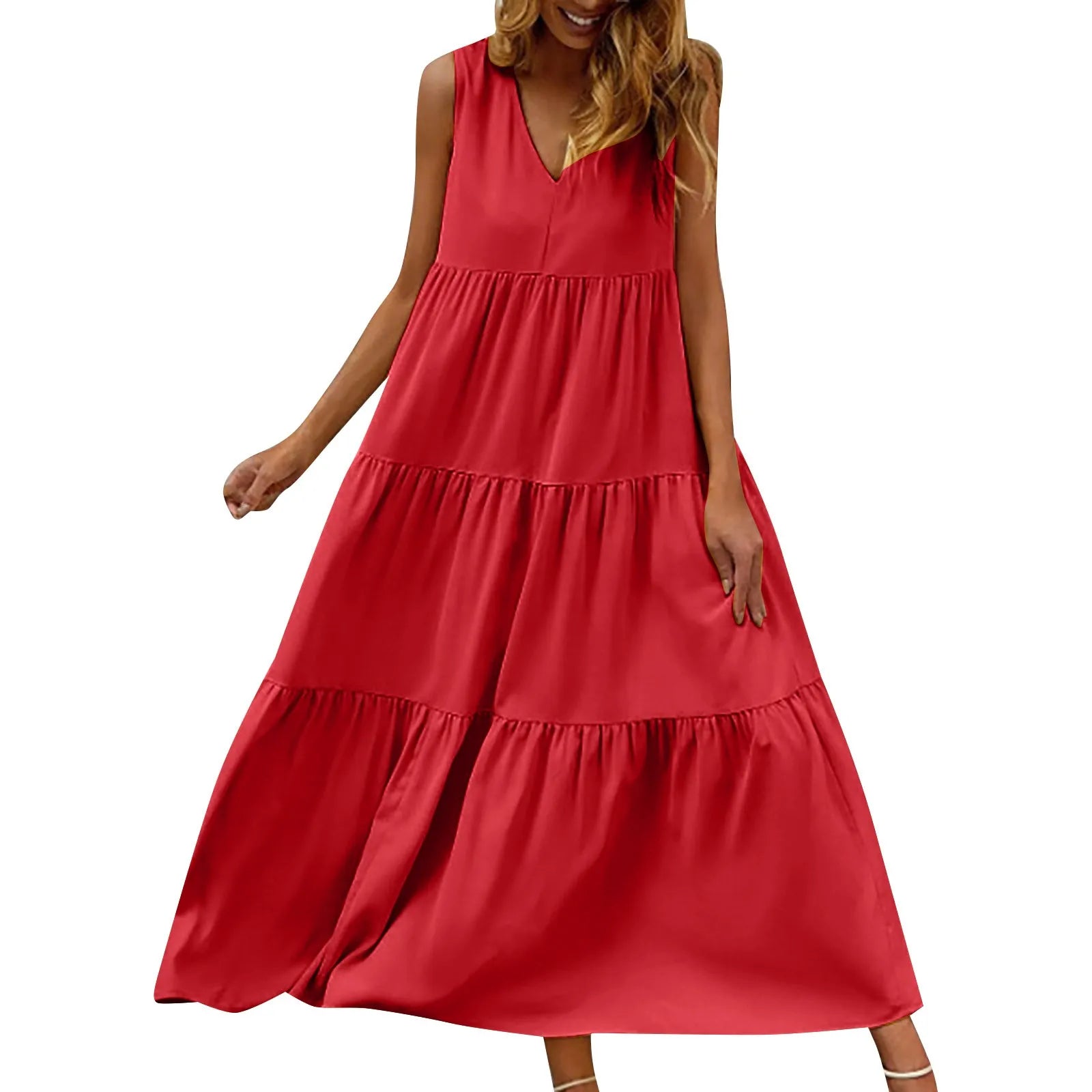 Flowing Tiered Maxi Dress With Relaxed Shape And Soft Movement