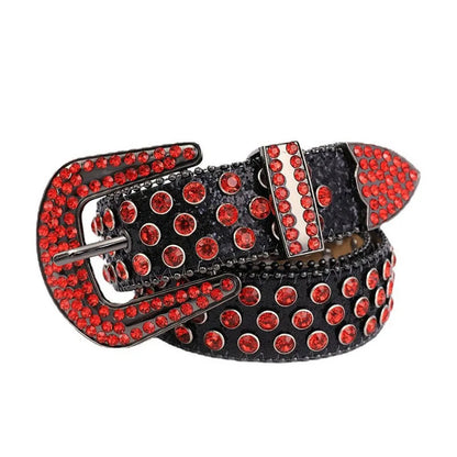 Rhinestone Studded Statement Belt for Glam Punk Gothic Fashion Styling