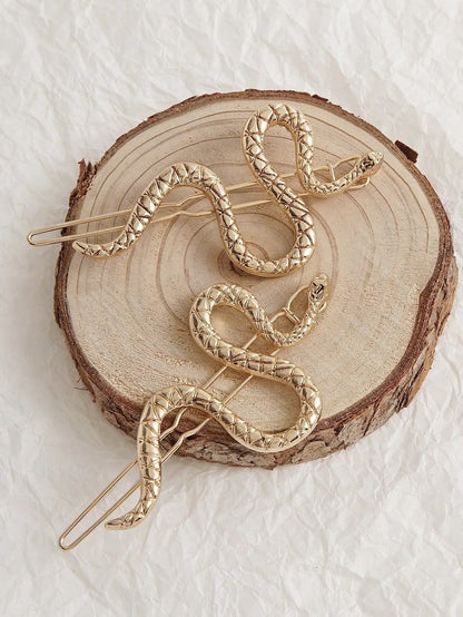 Serpent Hair Clip Set Gothic Nature Inspired Statement Fashion Accessories