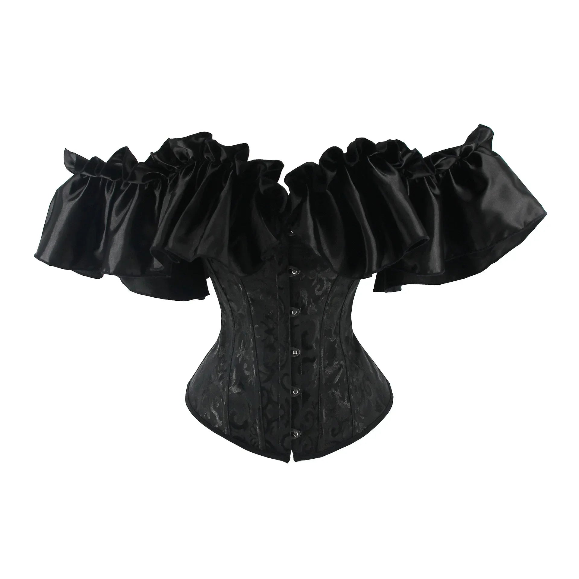 Off-Shoulder Ruffle Corset Top with Vintage-Inspired Overbust Silhouette
