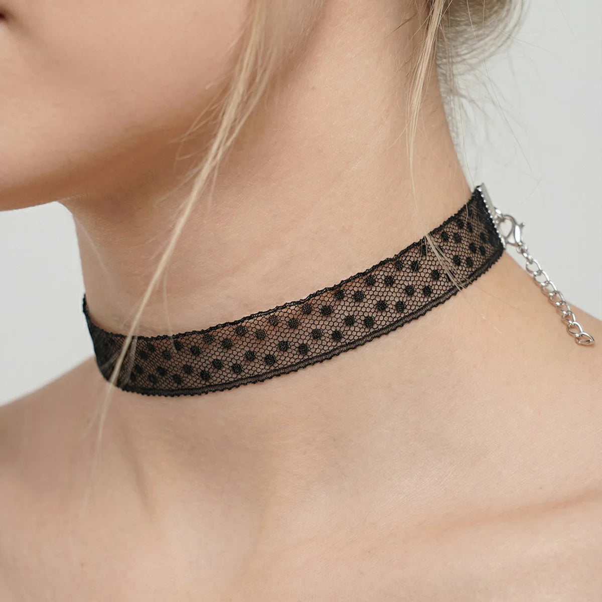 Sheer Lace Gothic Choker Necklace for Dark Feminine Alternative Fashion