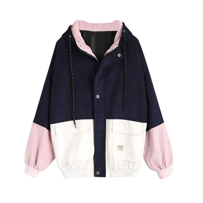 Women's Color Block Hooded Jacket Relaxed Casual Streetwear Lightweight Everyday Outerwear