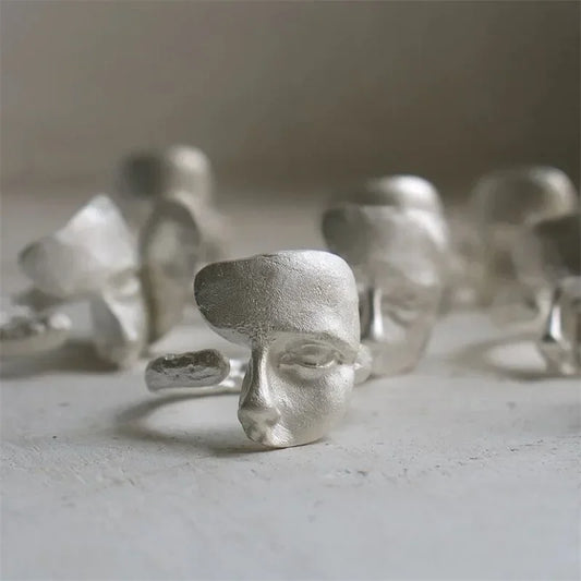 Mystical Face Open Ring for Gothic Alternative and Avant Garde Styling