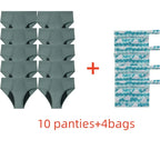 Five-Piece Solid Black Menstrual Brief Set with Two Printed Travel Bags