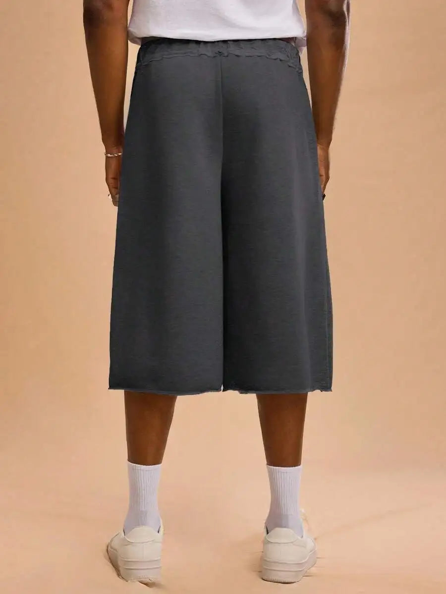 Men's Oversized Mid Length Casual Shorts with Elastic Waist and Relaxed Streetwear Fit