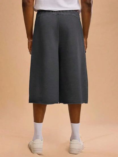 Men's Oversized Mid Length Casual Shorts with Elastic Waist and Relaxed Streetwear Fit