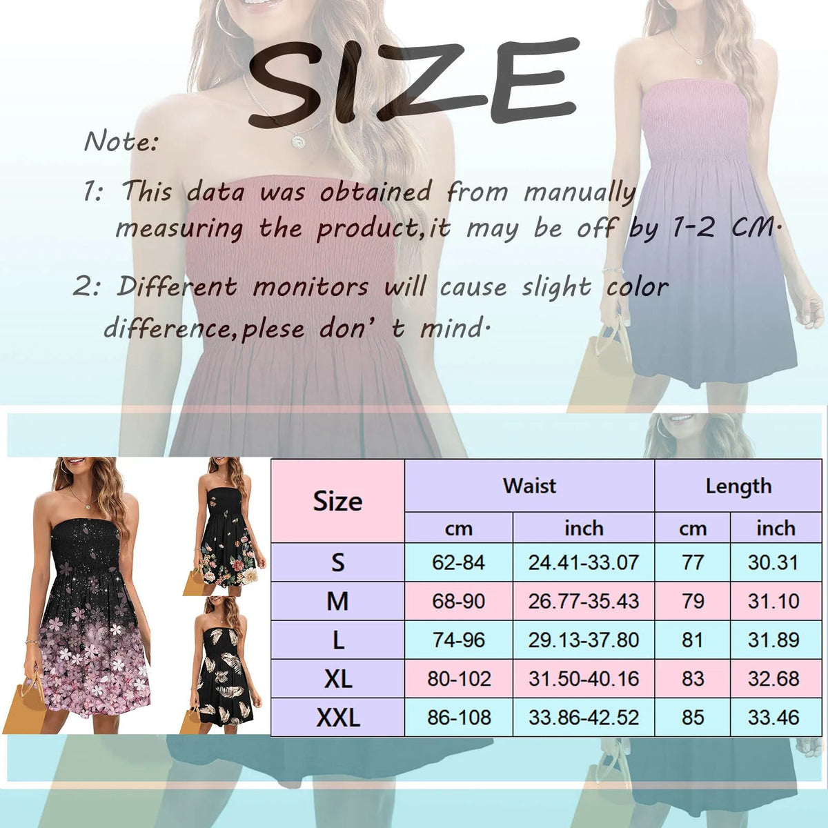 Strapless Smocked Bandeau Dress with Metallic-Toned Botanical Print