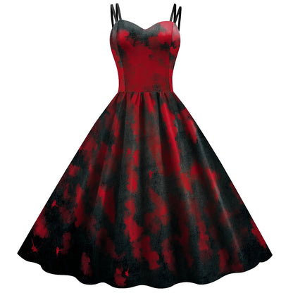 Vintage Bat Print Gothic Fit and Flare Alternative Fashion Dress