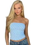 Polka Dot Strapless Crop Top with Slim Fit Contemporary Streetwear Summer Design