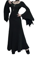 Elegant Gothic Mermaid Dress with Dramatic Sleeves and Dark Styling