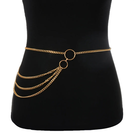Retro Multi-Layer Circle Waist Chain for Punk and Alternative Fashion Looks