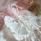 Playful Embroidered Cat Motif Wire-Free Bralette and Tie-Side Panty Set