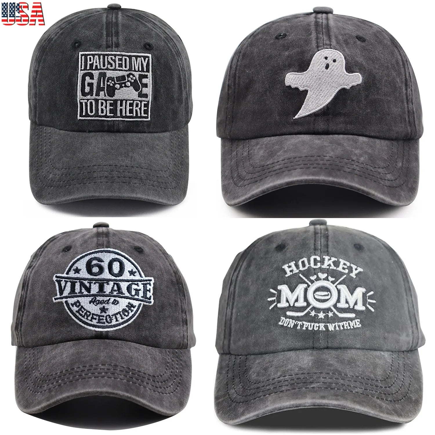 Vintage Washed Graphic Baseball Cap with Adjustable Fit for Casual Streetwear Everyday Fashion