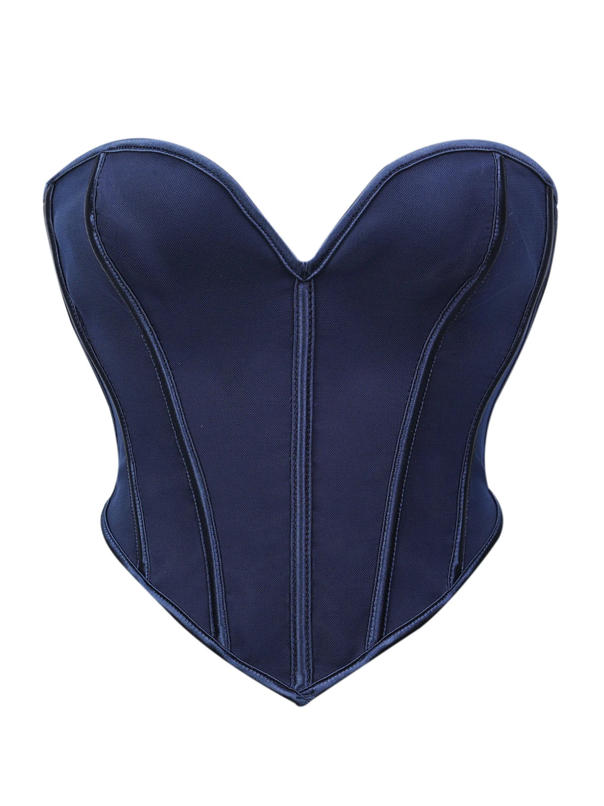 Minimalist Black Strapless Sweetheart Corset with Plunging Neckline