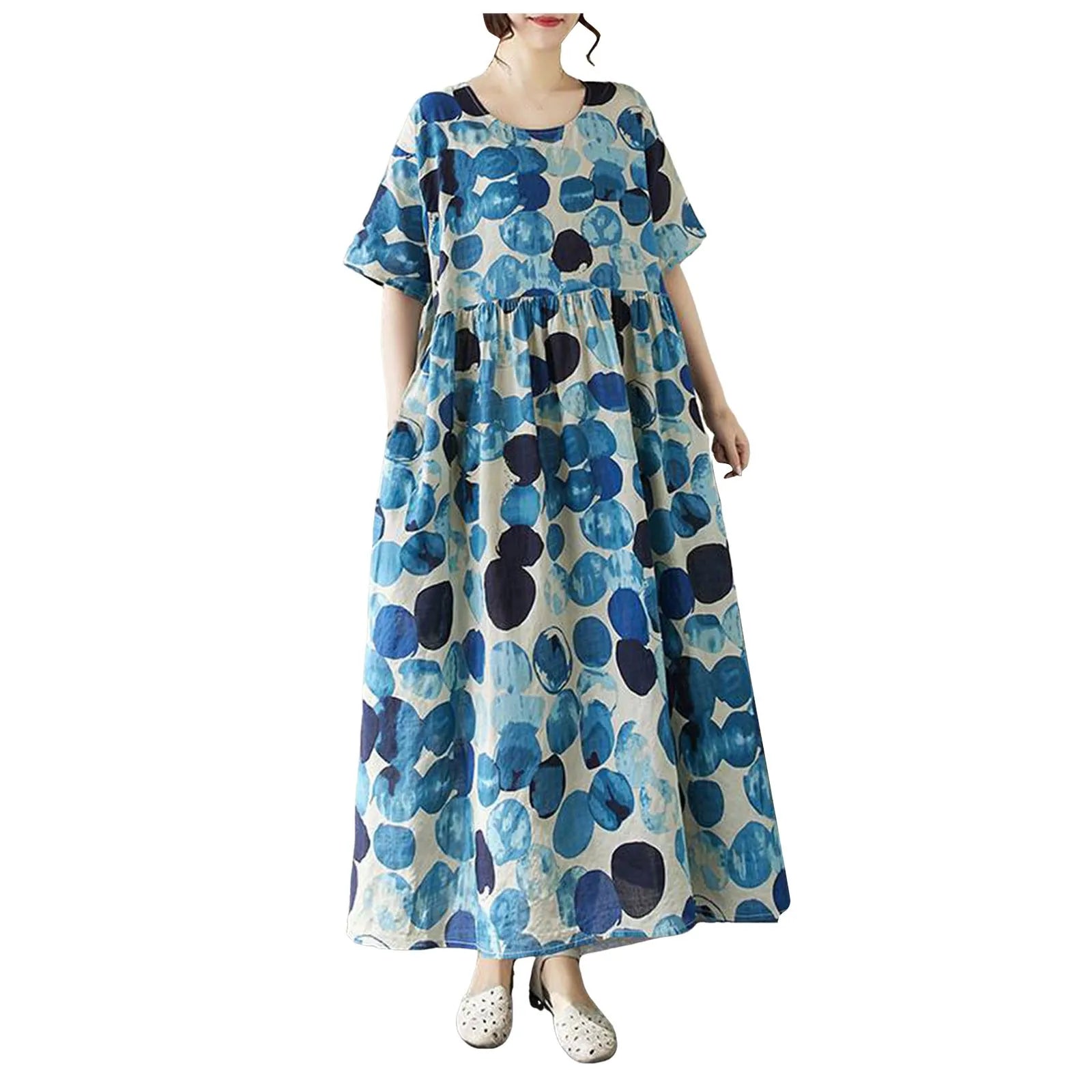 Boho Pleated Maxi Dress with Relaxed Silhouette for Everyday Styling