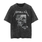 Retro Anime Goth Skull Illustration Tee with Distressed Streetwear Aesthetic